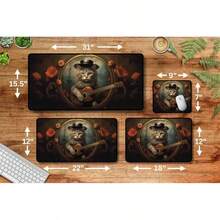 Guitar Cat In Floral Spotlight Desk Mat, Gaming Mouse Pad, Large Mousepad, Keyboard Mat MTG Desk Pad For Work Game Office Home XL - 查看 3