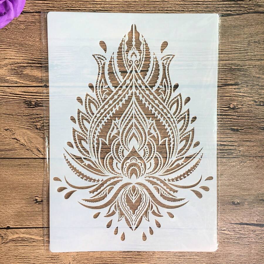 21,0 x 29,7 cm Stencil riutilizzabile con motivo mandala, per pittura, scrapbooking, decorazione della casa, decorazione di mobili - A - Visualizzare 1