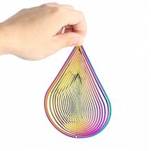 Gradient Color Drop Wind Spinner Stainless Steel Whirligig Wind Chimes Suncatcher Garden Hanging Sculptures Windmill Wedding Window Decor With Swivel Hook - Water Drop - View 7