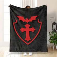 1pc Coffin Board Themed Blanket | High-Quality Soft Fleece, Suitable For Home, Sofa, Office, And  - Modern Style, Machine Washable, Versatile, For All Seasons, Craftsmanship, Polyester Filling - Fabric Weight 7.05-8.82 Oz - Color - View 5