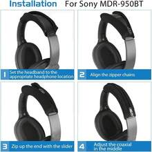 适用于 WH-1000XM4/XM3/XM2/1000X、ULT WEAR、WH-ULT900N、WH-XB950N1/XB910N/XB900N、MDR-XB950BT/XB650BT、MDR-10RBT/10RNC/10R 耳机的头带套，替换维修部件 - 黑色 - 查看 6