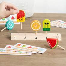 Ice Cream Set, Can Be Matched With Digital Cards And Popsicle Sticks, Fun Game To Exercise Classification And Fine Motor Skills, Educational And Entertaining - 彩色 - 查看 7