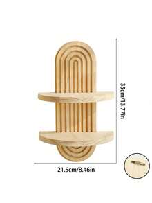 1pc Bohemian Style Wooden Wall Frame Rainbow Arch Floating Shelf, Multi-Functional Storage Rack, Easy Installation, Suitable For Bedroom, Living Room, Hallway, Room, Kitchen, Office, Farmhouse, Garden, Wedding Decor, Home Decor - Multicolor - View 4