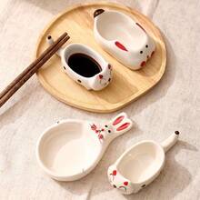 Đĩa đựng nước chấm bằng gốm hình hoạt hình sáng tạo có giá đỡ đũa, bát gia vị mini đa năng dùng trong nhà bếp, lẩu, sushi. - Nhiều màu - Xem 6