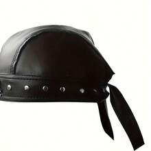 Icebanner Gorro de piel sintética con estampado de mariposa estilo gótico punk para mujer, estilo urbano atrevido, pañuelo para la cabeza con remaches plateados - Negro - Negro - Ver 2