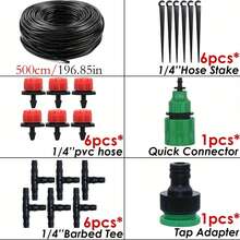 Hệ thống tưới nhỏ giọt với ống phân phối 1/4", bộ dụng cụ tưới nhỏ giọt tự động tiết kiệm nước cho vườn, nhà kính, bãi cỏ, sân hiên. - Nhiều màu - Xem 11