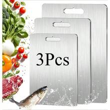 3Pcs Premium Thick Stainless Steel Chopping Board, Easy Clean, Perfect For Outdoor Hiking & Cooking, Great Festival Gift - Silver 3Pcs Stainless Steel Cutting Board - View 1