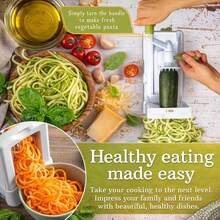 10-Blade Vegetable Spiralizer: Zucchini Spiral Slicer & Veggie Noodle Maker, Japanese Steel Blades, Catch Container, Strong Suction Cup, Blade Caddy, 4 EBooks| Low Carb, Vegan, Gluten-Free - 白色(5 片刀片) - 查看 3