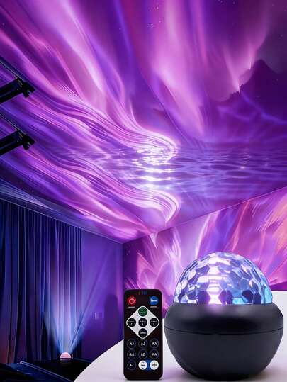 Đèn chiếu hình UFO hình bầu trời sao/sóng nước/cực quang có điều khiển từ xa, đổi màu, thích hợp trang trí nhà cửa và làm quà tặng cho Ngày Valentine, Giáng sinh, Năm mới, Sinh nhật, cũng là món quà Giáng sinh tuyệt vời cho trẻ em.