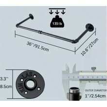 1 Stück Wandmontierter Kleiderständer, Industrieller Rohr Kleiderhänger 36 Zoll Schwarz, Schwerlast Wandmontage Kleiderstange für Schlafzimmer, Eingangsbereich, Wäschetrockner, Einzelhandelsausstellung Kleiderstange - Schwarz - Übersicht 6