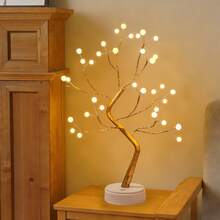 1pc 36LED Tree Lamp, Pearl Tree Lamp, Desk Lamp, Home Decor, Operated With Light, Bedside Lamp, For Living Room, Bedroom, Home, Office Lighting, Christmas Decoration [Battery Operated] - Pearl Tree Light - View 6