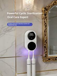 1pc Smart Toothbrush Sterilizer, USB Rechargeable Wall-Mounted Toothbrush Holder, Multi-Function Toothbrush Rack, Smart Sensor Toothbrush Storage Box, Sterilizing Toothbrush Holder, No-Drill Wall-Mounted Toothbrush Holder With 2 Brush Head Slots, Couples Toothbrush Holder, Suitable For Home, Bathroom, Hotel And Dormitory, Beautifully Packaged, An Ideal Gift Choice. - Multicolor - View 13