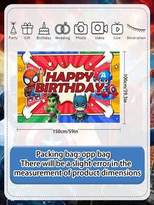 Marvel 100*150CM Backdrop For Birthday Party Decoration, Photography Birthday Banner, Polyester Fiber Party Background Cloth Avengers Birthday Party Paper Plates Decorations Superhero Birthday Party Tablecloth And Tableware Birthday Party Supplies - Multicolor - View 3