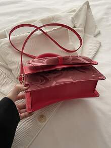 1个蝴蝶结装饰PU方形斜挎包，女士手提包，适合日常时尚搭配、外出、购物、派对，优雅女士通勤包，情人节理想礼物，舒适时尚，个性化礼物，2025年配饰，时尚风格适合各种场合，价格亲民，奢华体验，叛逆派对包，适合派对、婚礼、盛会、晚宴/宴会，优雅女士包 - 彩色 - 查看 3