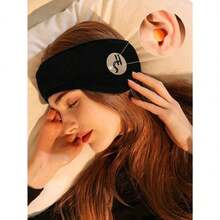 1个可穿戴睡眠噪音阻隔眼罩，带耳塞，佩戴舒适，不压迫耳朵，配有可调节运动头带，适合冬季保暖，可用于睡眠、午睡和夜间使用，适用于卧室、旅行、办公室、学校和户外活动。 - 黑色 - 查看 4