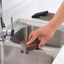 5/10/20pcs Emery Magic Scouring Pad Steel Wire Pot Brush Cookware Cleaning Descaling Rust Removal Dishwashing Sponge Block Anti-Stain Emery Cloth Powerful Stain Removal Rust Removal Pot Brush Kitchen Cleaning Cloth Abrasive Sponge - Brown - View 8