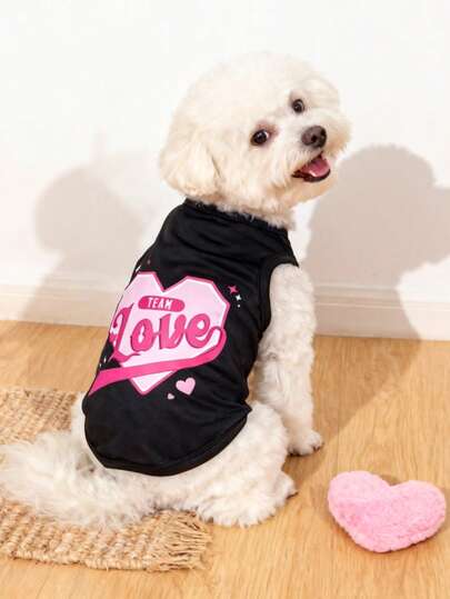LUCKIE LABO 1 stuk hondenvest met grappige liefdesbriefprint, fysiek anti-vlooienvest, vermindert verharing, ademend isolatiemateriaal, geschikt voor kleine en grote honden, voor binnen en buiten.