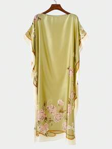 1 Áo choàng dài kaftan in hoa giả lụa cổ điển thanh lịch dành cho nữ, khăn choàng chống nắng đi biển thường ngày, kimono, mùa hè cho trang phục - Nhiều màu - Xem 37