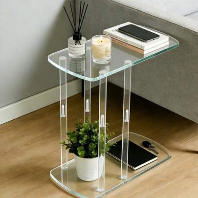 1个亚克力C型边桌，适用于卧室、书房、客厅收纳。