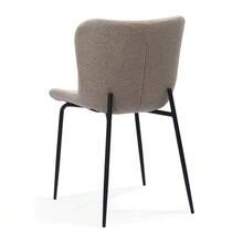Modern Dining Chairs With High Rounded Backrest, Fabric Upholstery & Metal Legs (3 Colours) | Set Of 2 - Khaki - View 5