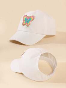 1pc Kids Butterfly Pattern Washed Baseball Cap, Adjustable Outdoor Sun Hat Suitable For Spring, Autumn Travel And Beach Activities - Blue Butterfly - View 5