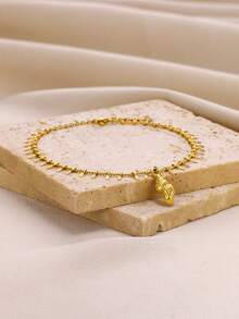 1Pc Boho Style Conch / Shell Anklets For Women, Dainty Fringe Chain With Conch / Shell Pendant Anklet Bracelet, 18K Gold Plated Stainless Steel Anklet Bracelet, Summer Beach Vacation Jewelry For Daily Wear, Foot Jewelry, Summer Party Fashion Accessories - Multicolor - View 6