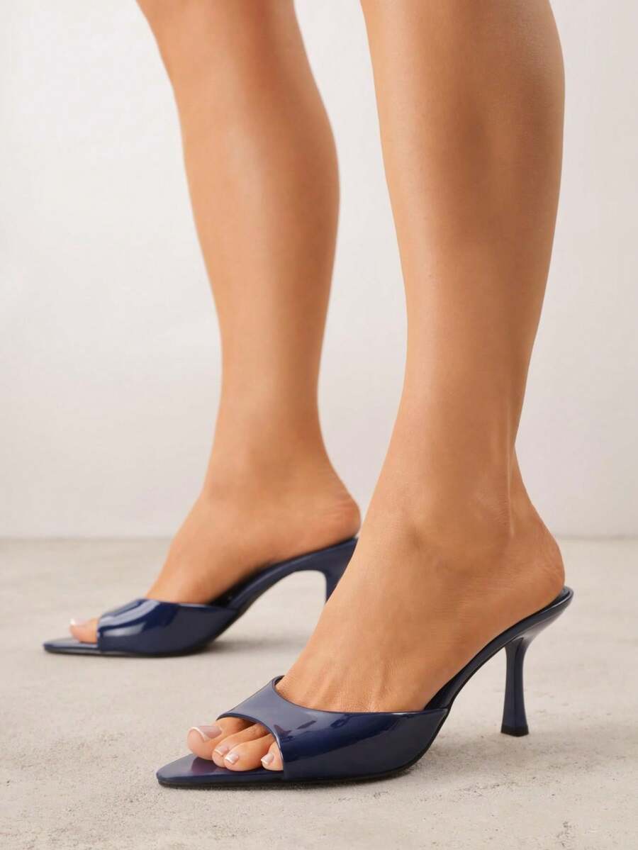 Sandalias de tacón con punta afilada para mujer - Sandalias suaves y elegantes para eventos/fiestas de verano - Azul Marino - Ver 1