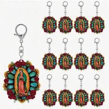 15/36pcs Set Vintage Catholic Our Lady Of Guadalupe Keychain, Mexican Virgin Mary Accessories Keychain, Pendant, Keyring, Party Favor, Valentine's Day Christmas Gift - Multicolor - View 4