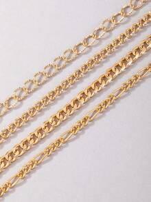 4pcs/Set Vintage American Style Multi-Layer Metal Chain Anklet Set, Suitable As Beach Holiday Gift For Women - Multicolor - View 4
