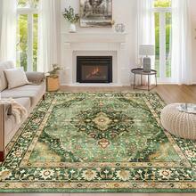 Persian-Style Large Carpet, Vintage Floral Pattern Design - Suitable For Home Decoration, Ideal For Living Rooms, Bedrooms, Offices, Dining Rooms, And Entryways, Can Be Used As A Bedroom Rug Or Room Decoration - 1PC - Xem 3