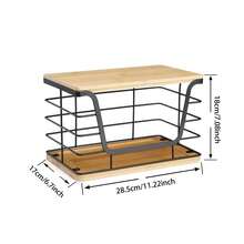 Storage Stackable Kitchen Laundry Organizers With Bamboo Top, Large Trash Bag Holder And Small Garbage Bag Dispenser For Countertop Organization - Bộ 1 chiếc - Đế tre cỡ XL màu đen - Xem 7