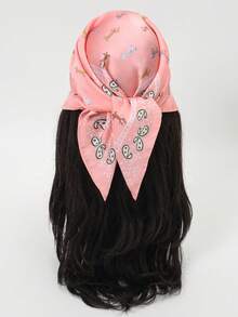 1 chiếc khăn bandana với họa tiết động vật hoạt hình tối giản, khăn quàng cổ dành cho nữ. - Nhiều màu - Xem 1