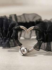 Cadena de pierna con campana con forma de corazón, accesorio de joyería de encaje punk para el muslo de las mujeres - Multicolor - Ver 5