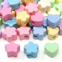 5/10 piezas Cuentas de corazón de acrílico de colores primaverales minimalistas DIY para encantos de teléfono, llaveros, accesorios de joyería, regalo festivo - Cuentas de acrílico con agujeros grandes de estilo simple y color primaveral. - Ver 7