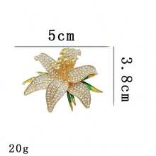 1pc Luxury Full Crystal Lily Brooch, Elegant Minimalist Style, Alloy Material, Suitable As Fashionable Accessory And Universal Lapel Pin For Women - Multicolor - View 2