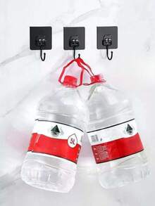20pcs Heavy Duty Waterproof No-Drill Self-Adhesive Wall Hooks, 180° Rotatable Stainless Steel Hooks, 60lbs Load Capacity, Suitable For Bathroom, Kitchen, Towels, Coats, Keys, Clothes And Other Home Storage And Organization. Applicable For Home, Office, Outdoor, Shop, Car And Other Scenes, Can Store Coats, Kitchen Utensils, Stationery, Personal Items, Etc., Practical Storage Solution. - Black Hook - View 3