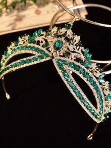 Vintage-Stil grüner Edelstein-eingelassener Kronenkopfschmuck, mit reichhaltigen grünen Edelsteinen akzentuiert mit funkelnden Strass, für einen traumhaften prinzessinnenhaften Look, geeignet für Casual, Bühnenauftritte, Partys und formelle Anlässe, Haarzubehör, Braut-Accessoires - Grün - Übersicht 3