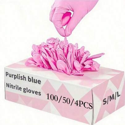 100/50/4pcs/Pack Disposable Black Nitrile Gloves, Suitable For Household Hygiene And Cleaning, Reusable, Powder-Free, Latex-Free, Soft And Comfortable Cleaning Supplies Made Of High-Quality Nitrile Material, Suitable For Household And Professional Cleaners (Bagged)