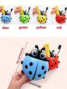 1pc Toothbrush Holder,Ladybug Design Toothbrush Holder,Wall-Mounted Toothbrush Storage Rack,No-Punch Wall-Mounted Storage Rack, Ladybug Wall-Mounted Bathroom Organizer,Suction Cup Bathroom Storage Box,Multifunctional Toothpaste Toothbrush Holder - Multicolor - View 10