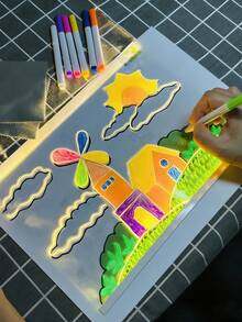 1 Set USB Acrylic LED Light, LED Message Board, 7-Color Luminous Panel With Stand, Erasable Drawing Night Light, LED Display Board, For Art Creation, Holiday Light Decor, Holiday Messages & Daily Ambient Lighting - Transparent Acrylic Drawing Board - View 8