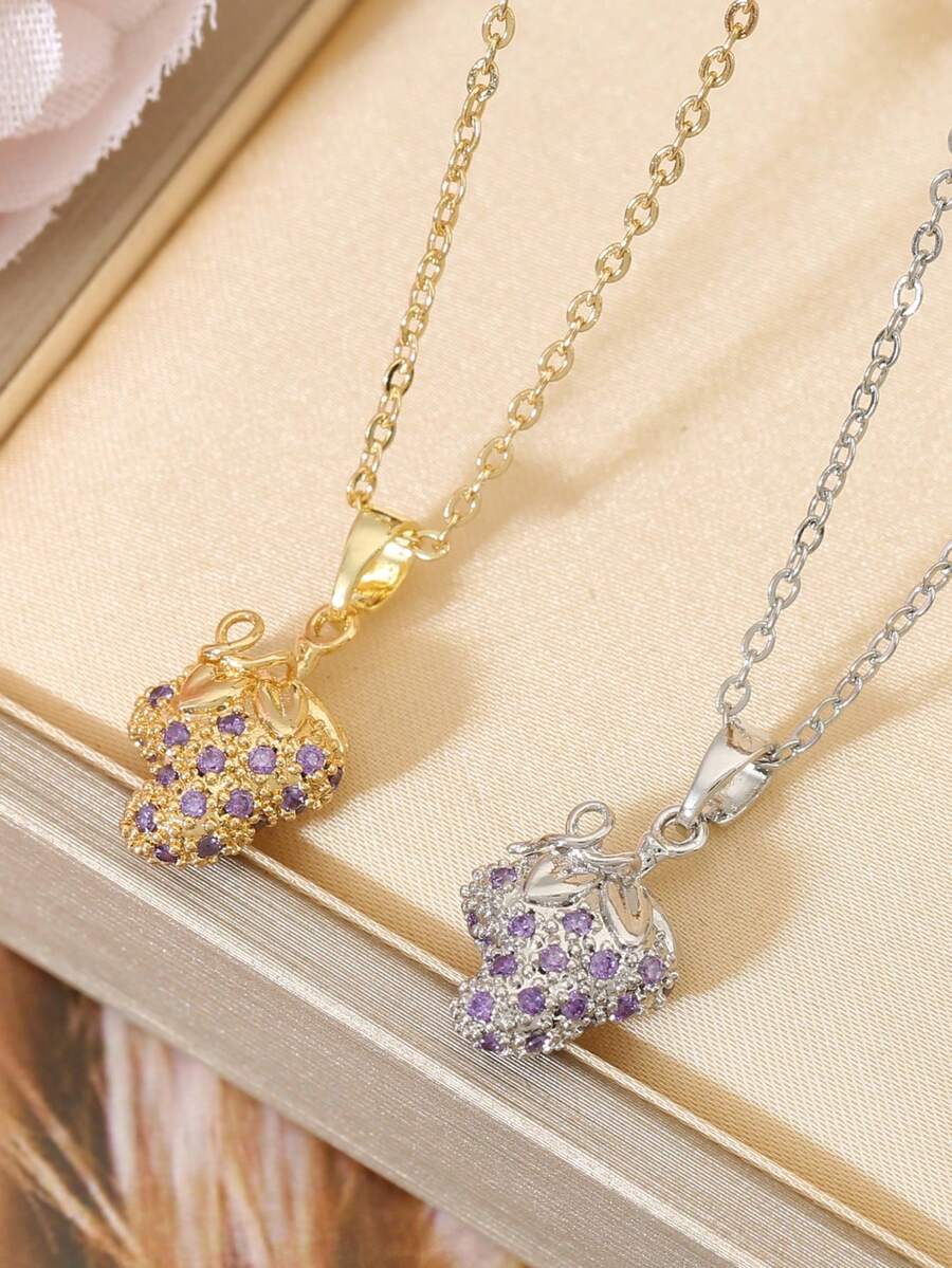 1. Mặt dây chuyền hình trái cây tinh tế, sáng tạo, đính đá Zirconia, phù hợp cho nữ giới đeo hàng ngày, đa năng và thời trang.