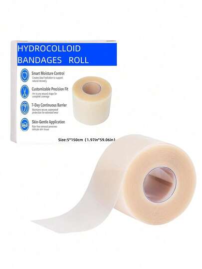 1 Cuộn băng dán hydrocolloid dùng để chăm sóc vết thương, băng dán hydrocolloid cỡ lớn tự dính, siêu thấm hút, dẻo dai, chống thấm nước, kích thước phù hợp để tự sử dụng, bộ dụng cụ thiết yếu cho người mới bắt đầu.