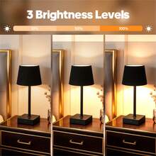 1pc Rechargeable Dimmable Table Lamp, Wireless Ambient Table Lamp, Portable Touch Table Lamp For Dining Room/Living Room/Bedroom/Study(800Mah) - Black - View 4