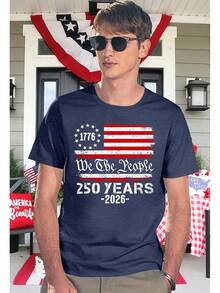 250Th Anniversary USA Shirts For Men American Flag T-Shirt 4Th Of July Shirt 250 Years Birthday Patriotic Tops Camisas Para Mujer Graphic Tees Cotton Tops Women Men Camisetas Para Mujer - Xanh đậm - Xem 4