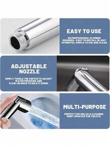 便携式马桶喷头，可调节流量手持喷雾器，浴室淋浴套装，马桶和宠物清洁，个人卫生 - 銀色 - 查看 11