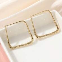 1 Pair Classic Minimalist Geometric Square Earrings, Elegant Women's Earrings, Versatile For Daily Wear And Dates, Ideal Gift For Holidays - Gold - View 5