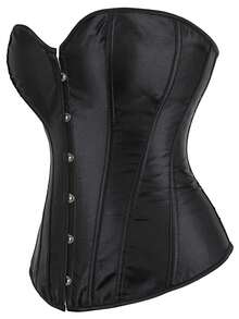 大码女式纯色抹胸上衣，新年派对，情人节假日束身胸衣黑色夏季 - 黑色 - 查看 3