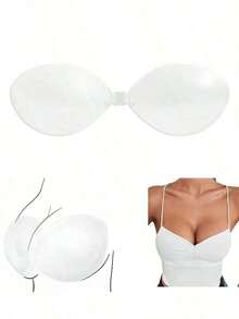 1 Pair Invisible Strapless Silicone Push-Up Bra, Suitable For Backless Dresses - Clear - 查看 7