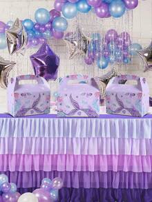 4个迷你紫色美人鱼礼盒，美人鱼主题生日派对装饰，礼品包装盒，婴儿派对装饰，性别揭晓派对装饰，一周岁生日派对回礼，生日装饰，夏季装饰，婚礼装饰，婴儿派对回礼 - 美人魚 - 查看 8