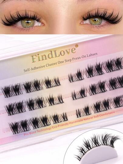 FindLove 18/36 Cụm Mi Giả Gai Nhọn Dán Sẵn, Mi Giả Dày Tự Nhiên, Không Cần Keo Dán, Mi Giả Manga, Mi Giả Sợi Mỏng, Mi Nối 3D D Cong, 6-14mm, Mi Giả Tự Làm, Dụng Cụ Trang Điểm